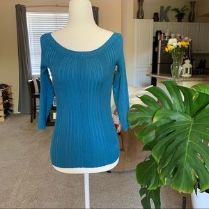 Energie Ribbed Off Shoulder Long Sleeve Pullover